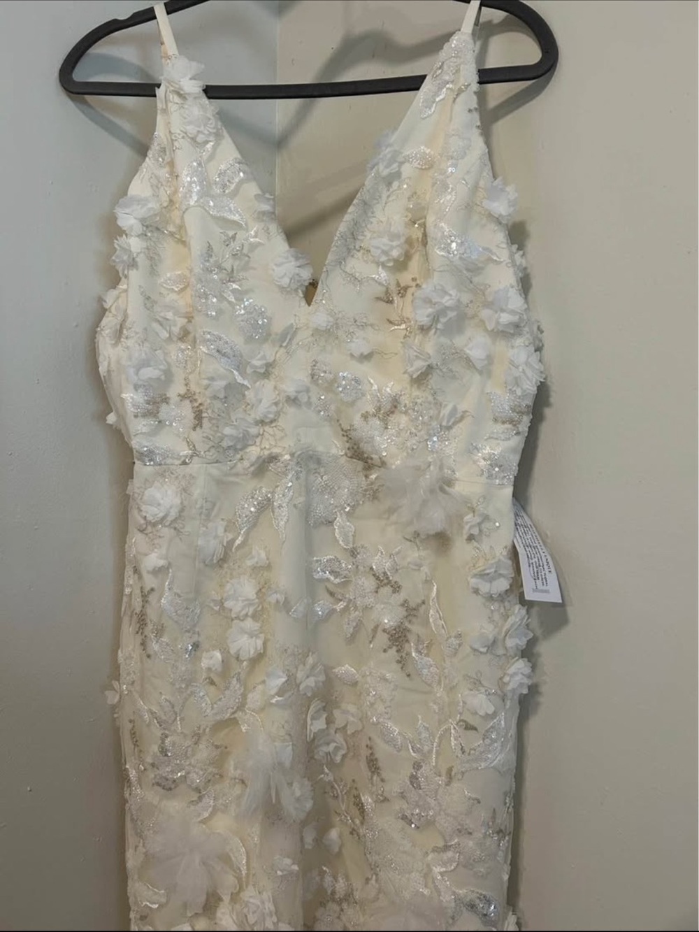 NWT HELSI White 3D Floral Sequin Midi Dress Size XL
